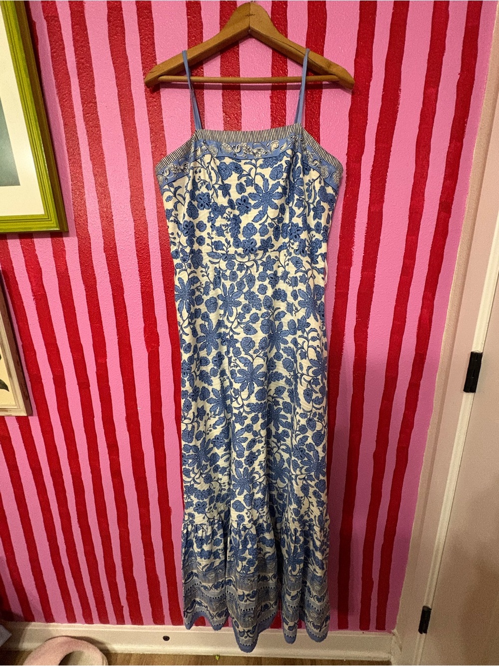 Taylor Blue and White Floral Maxi Dress